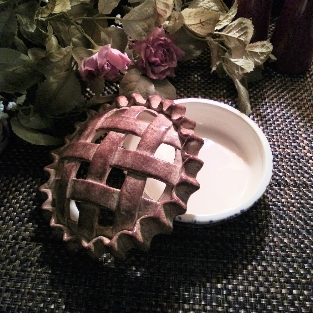 Cute Country Pie Potpourri Dish OOAK Farmhouse EUC